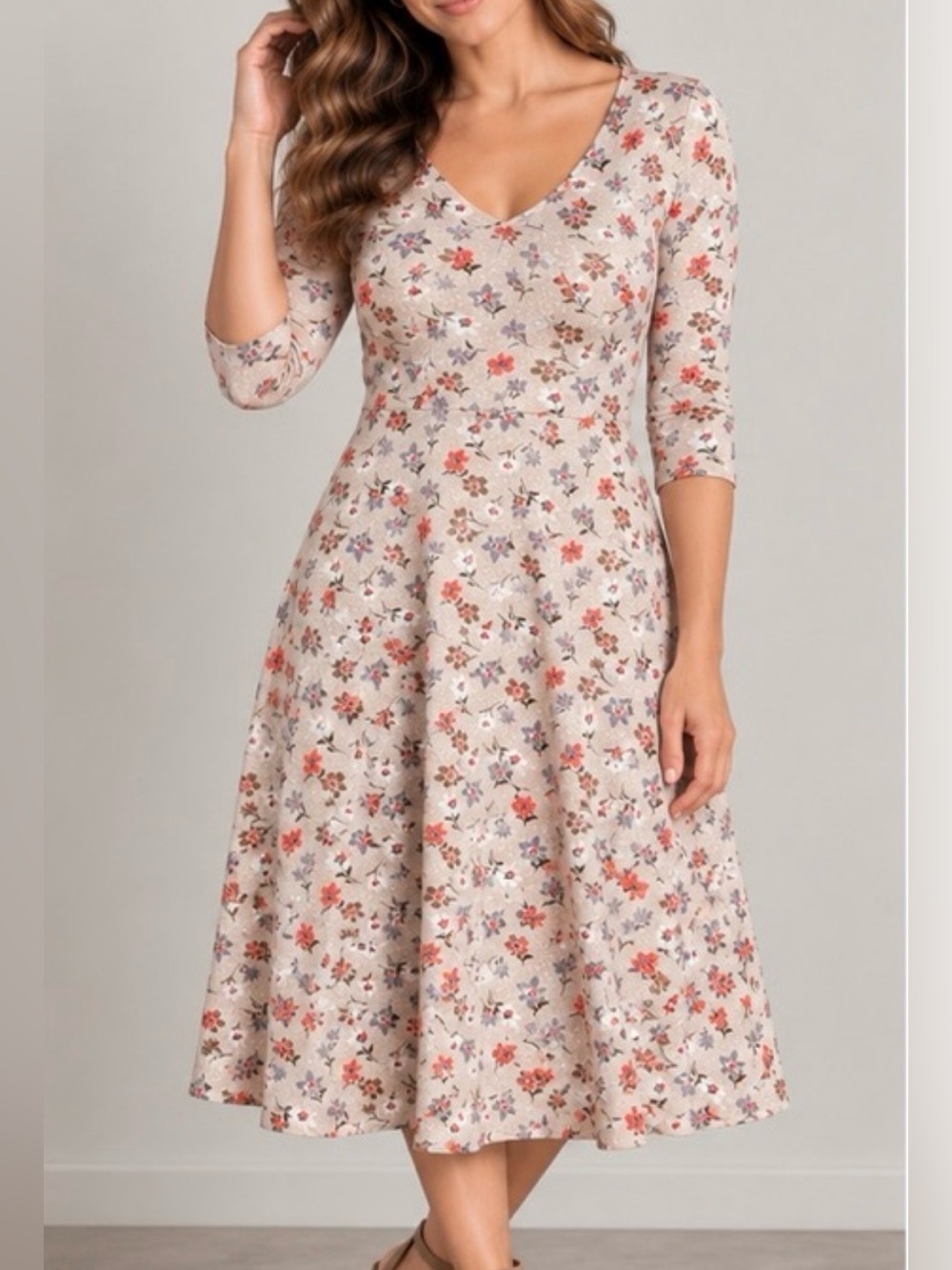 Pact Organic Cotton Floral Fit & Flare Midi Dress XS